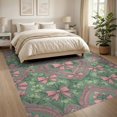 thumbnail image 3 of ODIKA 8'x10' Washable Area Rug Non-Slip Chair-Friendly Mat Boho Toss Scallop Border Delicate Ribbon Vintage Pink Coquette Refined for Dining Room, Large Office, Lounge, 3 of 7