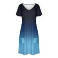 thumbnail image 6 of Xysaqa House Dresses Womens Nightgown Gradient Color Sleepwear Casual Short Sleeve Pajama Dress V-Neck Lounge Dress with Pockets S-2XL Summer Savings, 6 of 8
