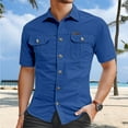 thumbnail image 2 of Mens Button Down Shirt Summer Tee Loose Button down Shirt Basketball Shirts Men Shirts Bulk Stage Clothes Musicians Mens T Rose Men Pack of Tee for Romper Men's Casual Slim Fit Blue L, 2 of 4