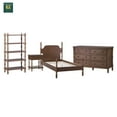 thumbnail image 5 of Walker Edison Vivienne Easy Assembly 4-Piece Solid Wood Bedroom Set with Twin Bed Frame, 1-Drawer Nightstand, 6-Drawer Dresser, and Short Bookshelf - Dark Brown, 5 of 11