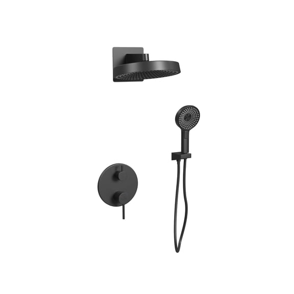 Olimpia 12-in Rain Showerhead Combo Shower System with Multi-function Handshower and Pressure Balanced Mixing Valve Matte Black