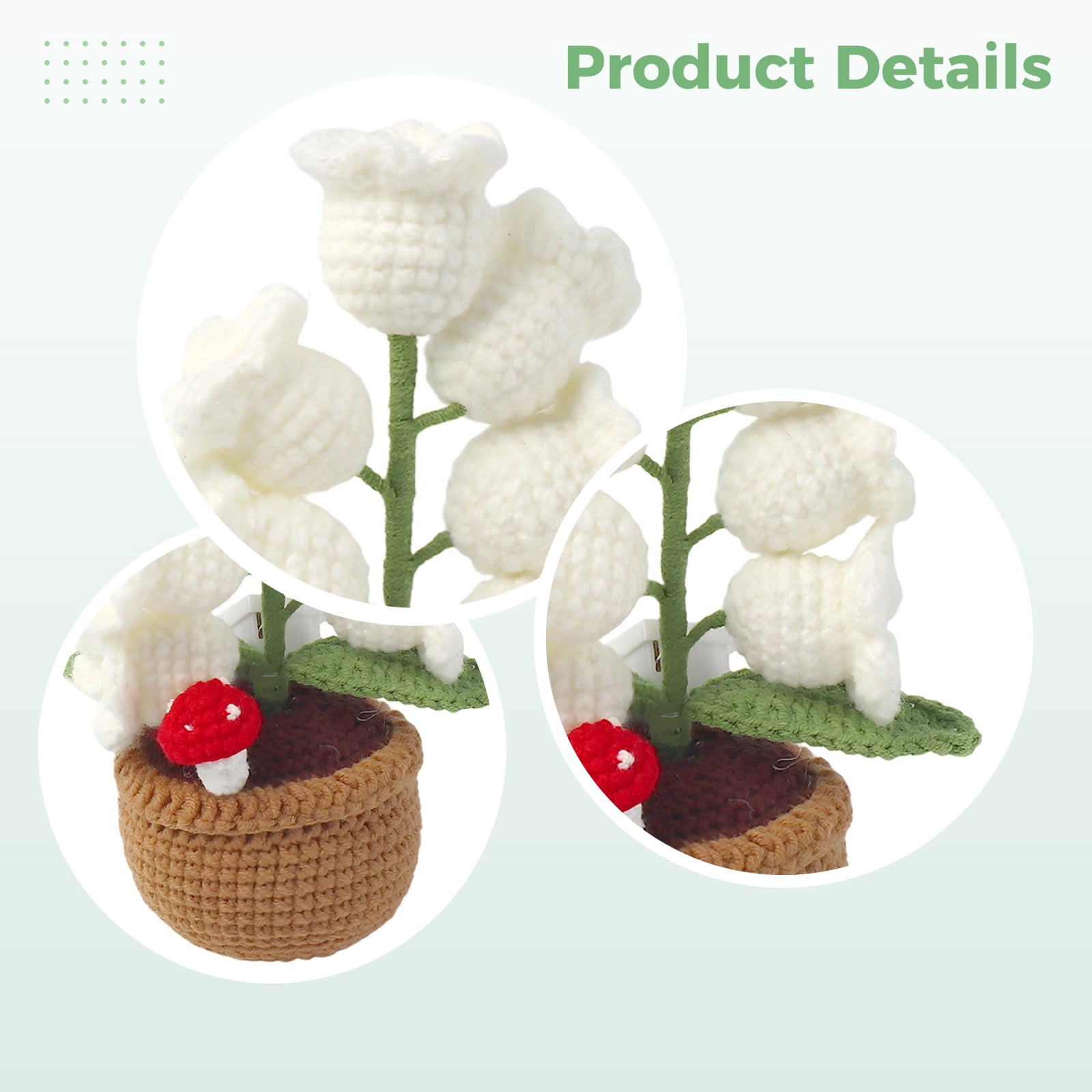 Lily of the Valley Flower Desk Lamp, Crocheted Night Light, Handmade Potted Floral Decor, Artificial Blossom Arrangement, Elegant Tabletop Accent Gift