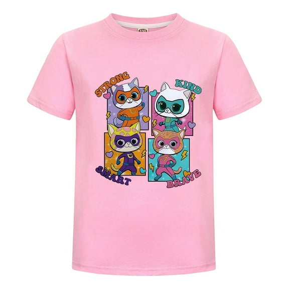 Super Cat Tee for Children T-Shirt – Kids Boys Girls Short Sleeve Shirt – Soft Cartoon Print Top – Summer Birthday Gift – Playwear T-Shirt