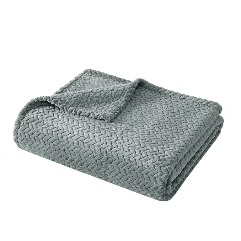 Mainstays Cozy Textured Plush Throw Blanket, Grey, 50