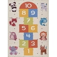 thumbnail image 2 of Hauteloom Lundy Girls Room, Boys Room, Kids Room Playroom Machine Washable Area Rug - Hopscotch Animal Carpet - Cream, Red, Orange, Blue, Colorful - 6'7" x 9', 2 of 8