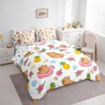 thumbnail image 2 of Manfei Cute Capybara 7-Piece Twin Bedding,Cartoon Pineapples Bedding Comforter Set,White,Polkadot Reversible, 2 of 7
