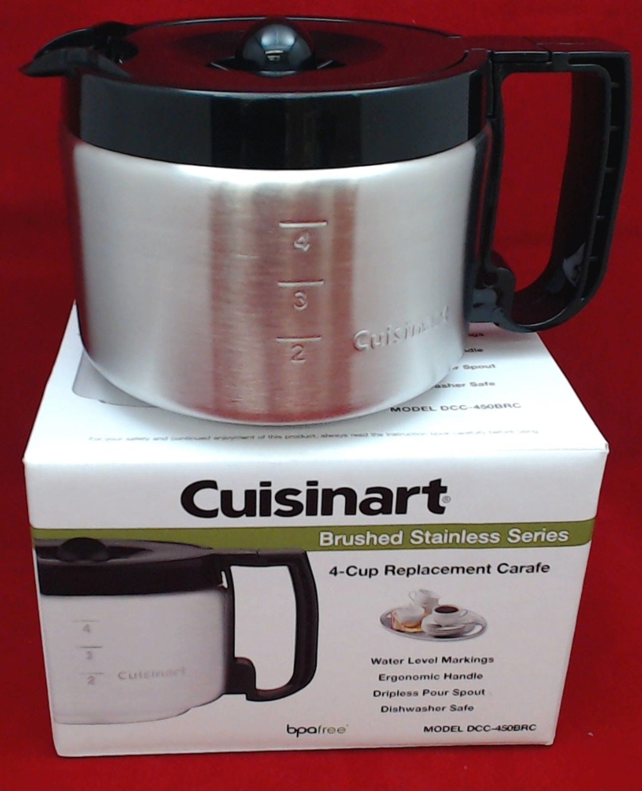 DCC450BRC, Coffee Maker Brushed Steel 4Cup Carafe Cuisinart DCC450