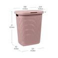 thumbnail image 4 of Mind Reader 60L Slim Laundry Hamper Clothes Basket, Lid, Plastic, 17.65"L x 13.75"W x 24.15"H, Pink, 4 of 8