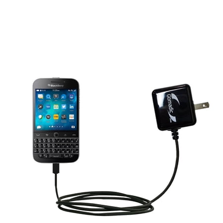 Gomadic Intelligent Compact AC Home Wall Charger suitable for the Blackberry Classic - High output power with a convenient, foldable plug design - Use