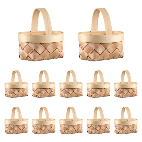 CIMAXIC Party 6pcs Handwoven Mini Wooden Baskets Tiny Candy Storage Decorative Baskets Kitchen Organizers For Home Party Garden Decor,2.76"X2.36"X1.97"