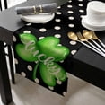 thumbnail image 3 of St. Patrick's Day Cotton Linen Small Table Runner 13 x 60 inch Green Lucky Black White Polka Dots Non-slip Rectangular Dining Table Decor for Wedding Party Holiday Dinner, 3 of 8