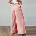 thumbnail image 5 of Womens Striped Pants Color Block Drawstring Pleated High Waist Trousers Loose Fit Casual Wide Leg Comfy Lounge Pants Red XL, 5 of 7