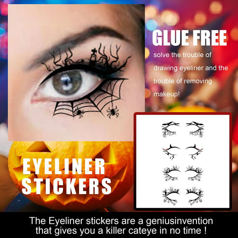 Afslut gør dig irriteret udvide 4 Pairs Temporary Eye Tattoo Stickers DIY Halloween Eyeliner Eyes Make Up  Sticker for Halloween Party Masquerade Rave Festival - Walmart.com