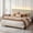 Off White, variant on Bestier Corduroy Upholstered Queen Bed Frame with Adjustable Headboard, Platform Bed Frame with LED Light, Solid Wood Slats, No Box Spring Needed, Off White