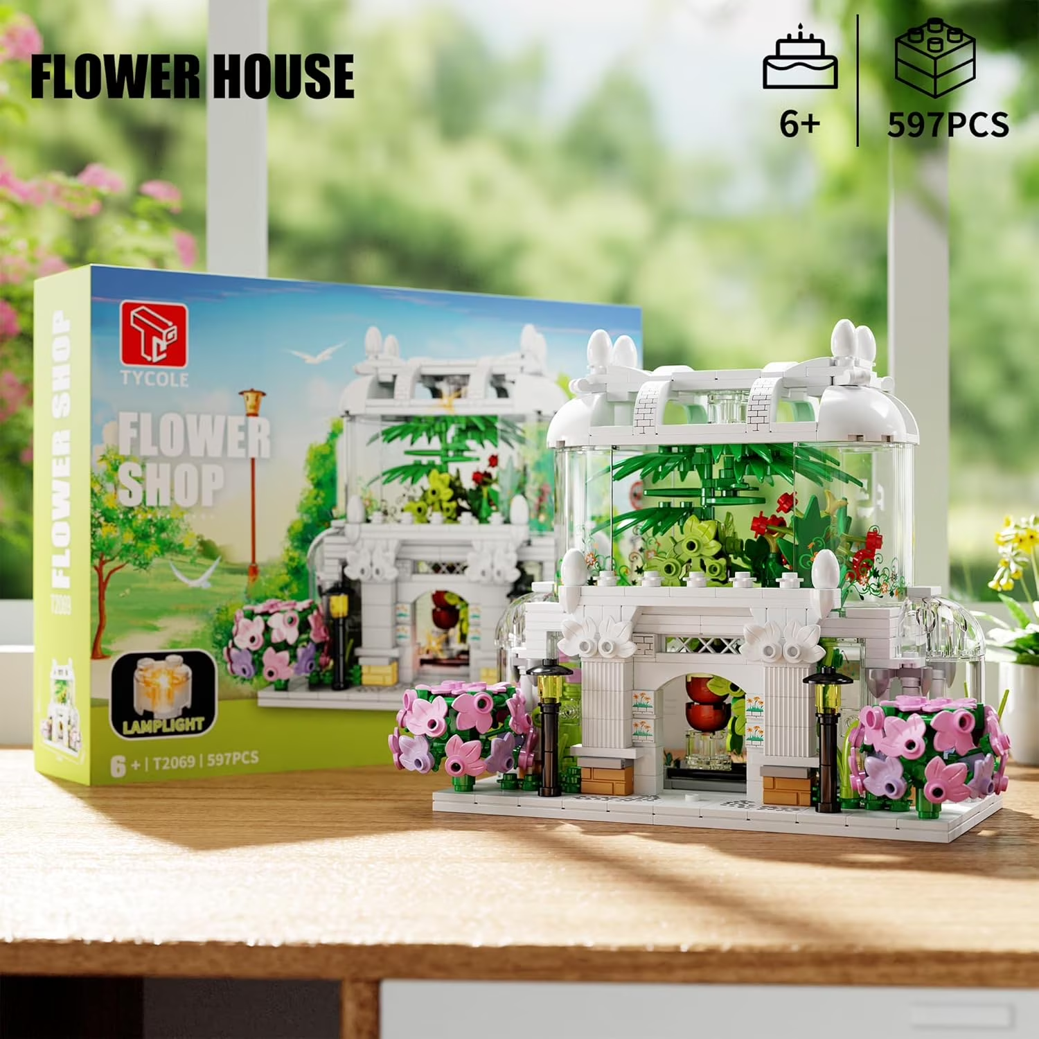 LED Flower House Building Kit, Greenhouse Botanical Model for Hobbyists & Home Decor