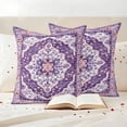 thumbnail image 3 of Purple Boho Outdoor Waterproof Pillow Covers, Ethnic Geometric Middle Century Art Decorative Square Throw Pillowcase Sofa Cushion Sham for Patio/Couch/Chair, 24"x24" 2 Pack, 3 of 8