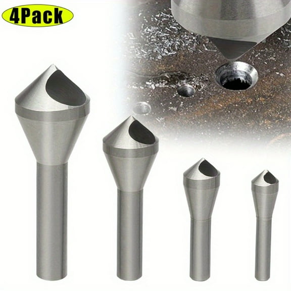 HSS Countersink Drill Bit Set for Deburring and Chamfering - 4 Sizes (2-5mm to 15-20mm) for Metal, Wood & Plastic  ﻿