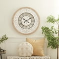 thumbnail image 3 of DecMode 32" White Wooden Floral Carved Wall Clock with Black Metal Accents, 3 of 15