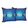 thumbnail image 6 of Ambesonne Music Throw Pillow Cover 2 Pack, Heart Earphones, 18", Royal Blue and Grey, 6 of 6