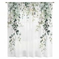 thumbnail image 2 of Eucalyptus Leaves Sheer Curtains 45 Inches Long, Spring Sage Green Summer Botanical Light Filering Curtains, Breathable Simi Curtain Privacy Drapes for Kitchen Bathroom Small Window Treatment, 2 of 9