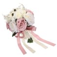 thumbnail image 3 of Uxcell Artificial Bridal Bouquet Wedding Flowers Bouquets with Silk Ribbon for Bride Bridesmaid White, Coffee Powder, 3 of 6