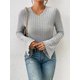 thumbnail image 5 of Tops Cortos de Acampanada para Mujer, Elegantes, Informales, con Cuello Redondo y Ribete de Lechuga, Acanalados y Ajustados Gris L, 5 of 9