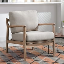 Bonzy Home Design Accent Chair, Comfy Fabric Armchair with Solid Wood Frame & Removable Cushions, Upholstered Reading Chair for Living Room Bedroom, Beige