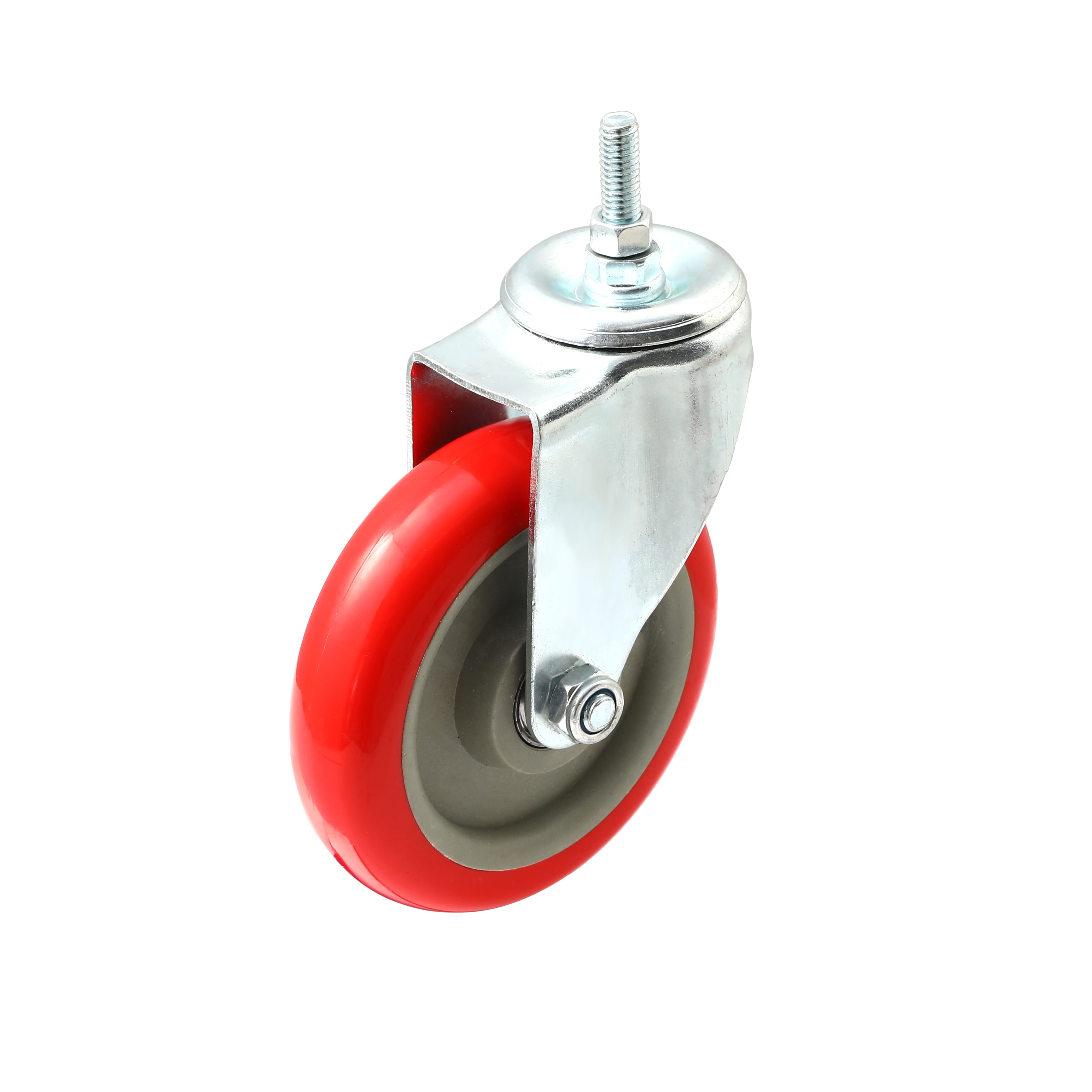 8 Pack 5 Inch Caster Wheels Swivel Plate on Red Polyurethane Wheels 