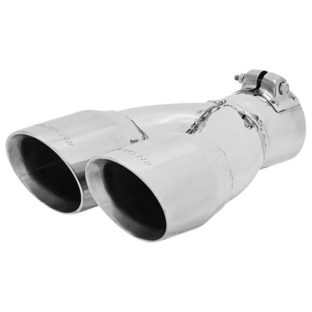 Flowmaster 15307 Exhaust Tip - 3.00 in. Dual Angle Cut Polished SS Fits 2.50 in. Tubing -Clamp on