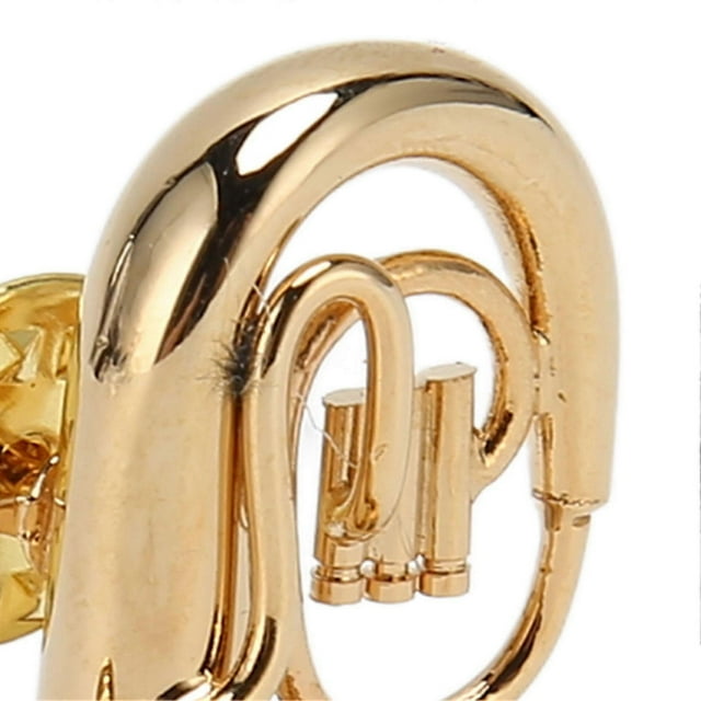 Brass miniature tuba brooch, elegant mini musical instrument brooch for music lover, gold plated