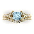 thumbnail image 2 of Clara Pucci 14K Yellow Gold 3.4 Natural Aquamarine Engraveable Engagement Ring + Wedding Band Set, 2 of 7
