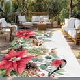 thumbnail image 2 of Christmas Poinsettia Outdoor Rug for Patio/Deck/Porch, Non-Slip Large Area Rug 5 x 7 Ft, Xmas Cardinal Pine Cone Branches Indoor Outdoor Rugs Washable Area Rugs, Reversible Camping Rug Carpet Runner, 2 of 8