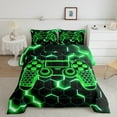 thumbnail image 2 of Erosebridal Green Gamepad Bedding King Comforter Set, Gradient Geometry Down Comforter, Gaming Sports Decor, Reversible 3pcs, 2 of 7