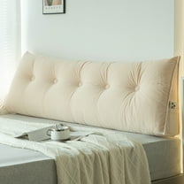 ANMINY Triangle Headboard Pillow Full Filling Backrest Wedge Pillow w/ Side Pocket Removable Cover Corduroy Texture