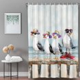 thumbnail image 3 of Bathroom Shower Curtain Watercolor Funny Seagull Bird Waterproof Shower Curtains with Hooks, Ocean Beach Coast Scene Bath Curtains Bathtub Curtain Home Decor 36x72in, 3 of 9