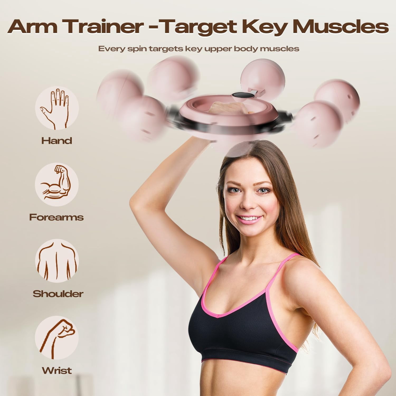 Arm Workout for Women and Men, 360° Hand-Crank Forearm Trainer, Shoulders and Arm Muscle Training Fitness Equipment, Chest Trainer and Forearm and Wrist Hand Exerciser, Home Workout Equipment