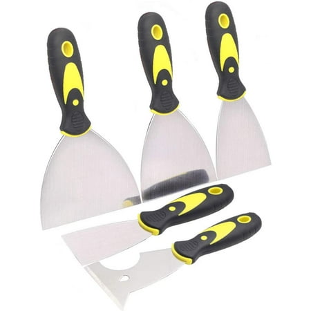 Putty Knife Set, 5 PCS Stainless Steel Spackle Knife, Metal Scraper ...