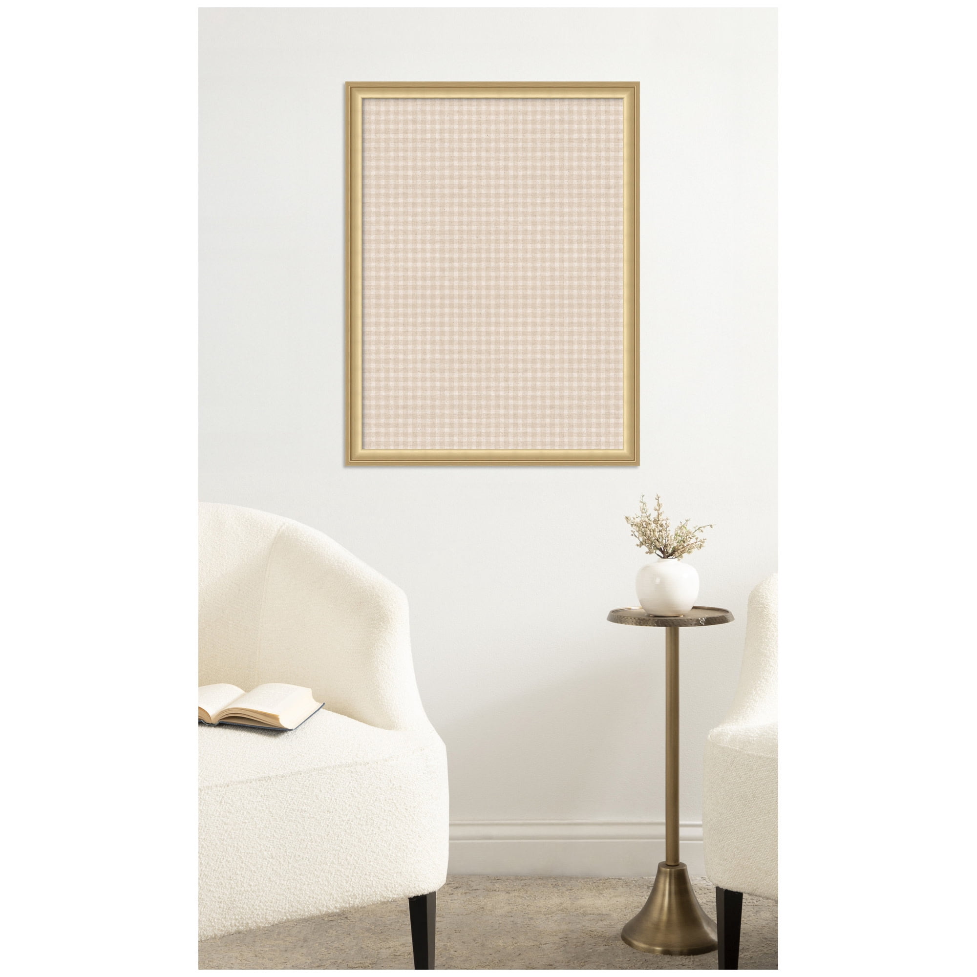Kate and Laurel Framed Fabric Pinboard 20 x 26,  Printed Linen Classic Bulletin Board for Use as a Vision Board or Wall Organization, Florence Gold Frame