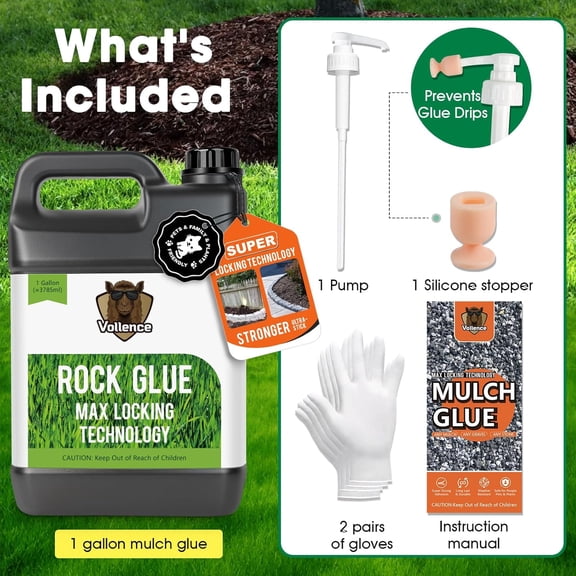 Rock Glue for Landscaping, 1 Gallon Mulch Glue Gravel Binder No Dilution Needed