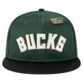 thumbnail image 2 of Men's-New Era  Hunter Green/Black Milwaukee Bucks Throwback Satin Vintage Pin Two-Tone 59FIFTY Fitted Hat, 2 of 6