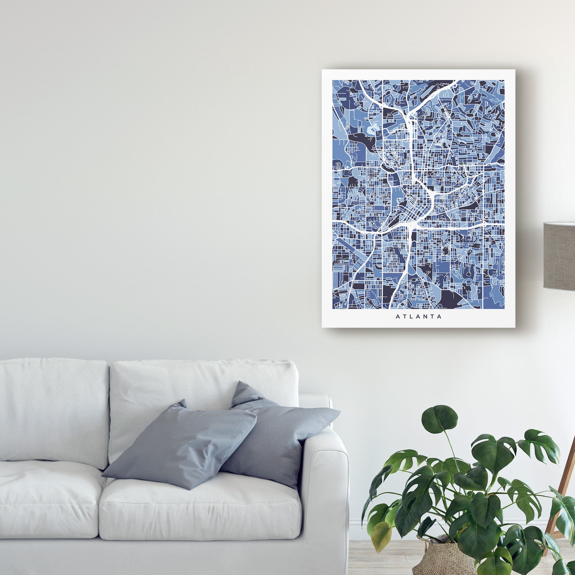 Trademark Fine Art 'Atlanta Georgia City Map Blue' Canvas Art by Michael Tompsett