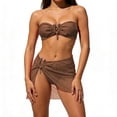 thumbnail image 5 of NTACZA Low Rise Summer Bikini Set Solid Bandeau Cutout With Metal Pendant 3-Piece Swimwear Beach Wear Swimming Pool Brown M, 5 of 8