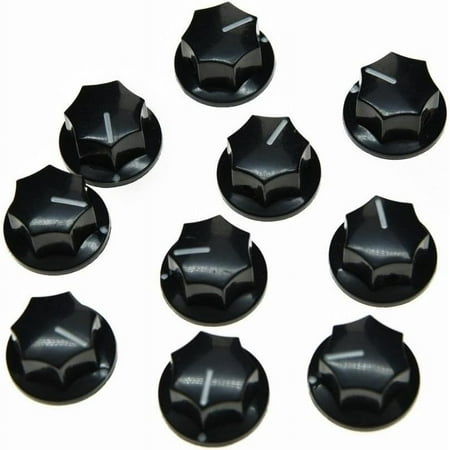 KAISH 10pcs Black Mini MXR Style Skirted AMP Knob Brass Insert Effect Pedal Knobs