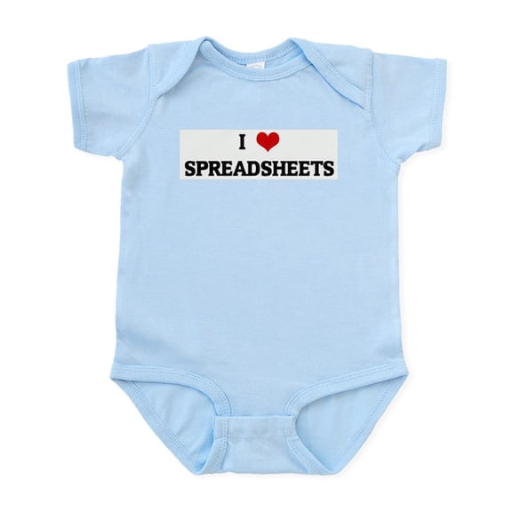 CafePress - I Love SPREADSHEETS Infant Bodysuit - Baby Light Bodysuit, Size Newborn - 24 Months