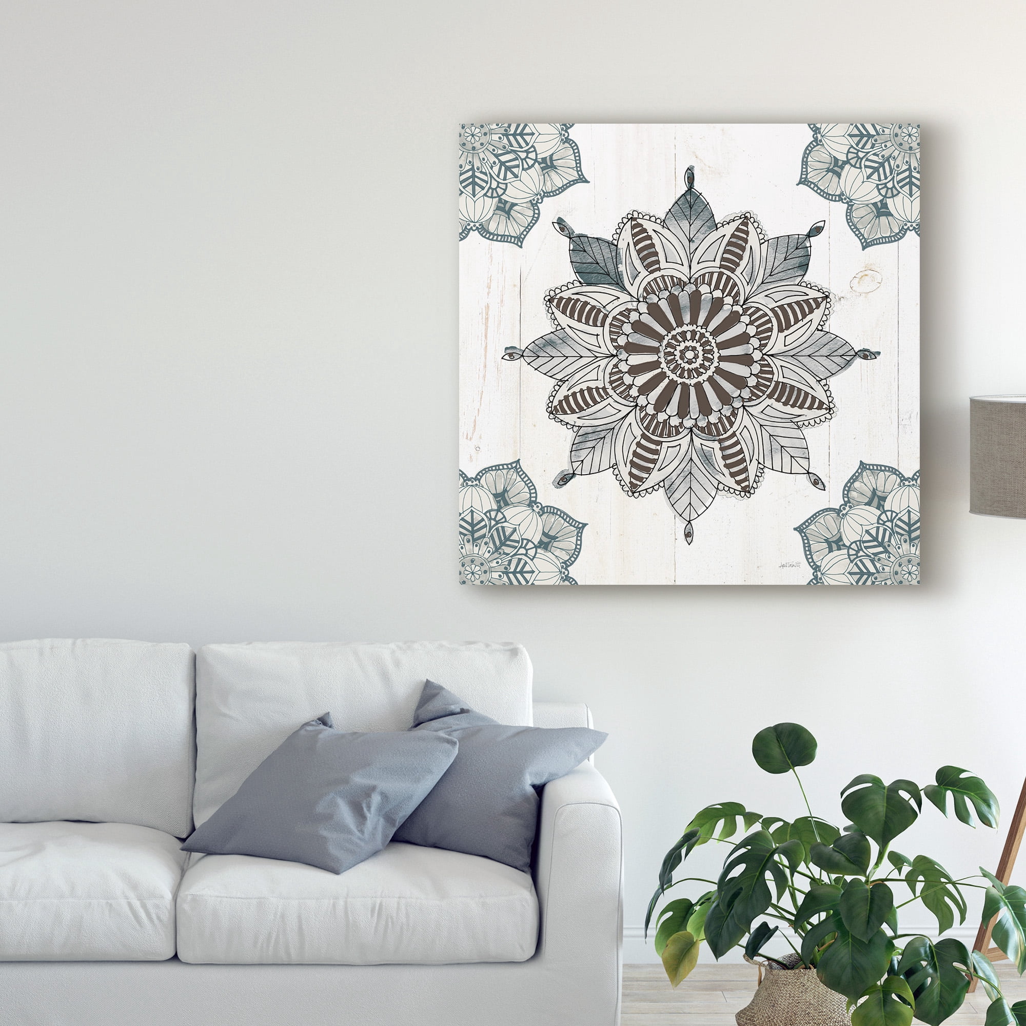 Trademark Fine Art 'Mandala Morning VI Blue and Gray v2' Canvas Art by Anne Tavoletti