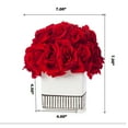 thumbnail image 3 of Enova Home 18 Heads Silk Rose Flower Arrangement in White Ceramic Pot ( Red ), 3 of 3