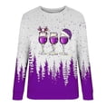thumbnail image 4 of Rbaofujie Chandails à Capuchon pour Filles Femmes Mode Décontractée Imprimé Col Rond Ample Manches Longues T-shirt Chandails Blouse Violet Mignons Chandails, 4 of 4