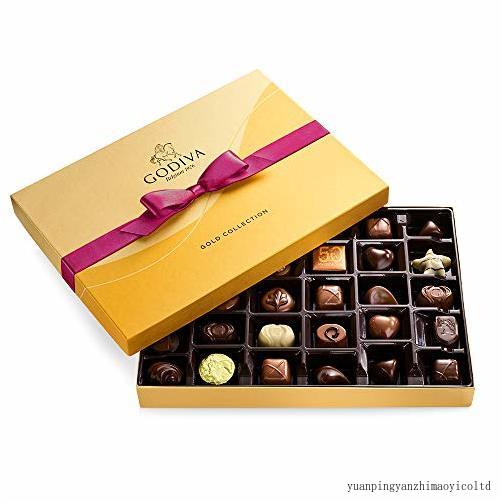 Assorted Chocolate Gold Gift Box With Wine Ribbon, Great For Gifting