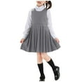 thumbnail image 2 of Vmvidoty 3-15Y Girls School Uniform Three Piece Set - Campus Style Shirts & Skirts & Necktie Set Gray 3-4 Years, 2 of 7