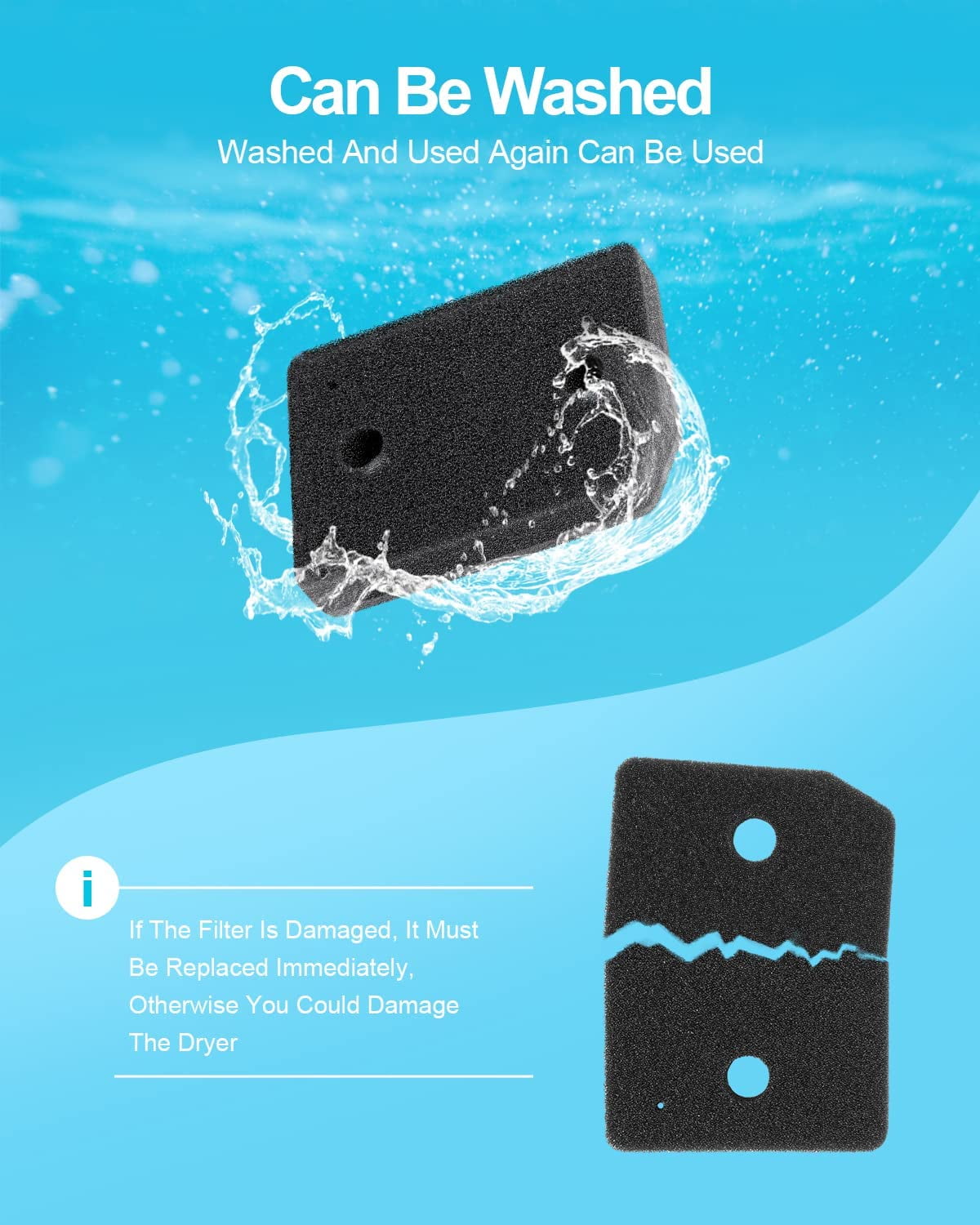 ABCISI 9164761 Foam Filter Replacement for All Miele T1 Heat Pump Tumble Dryers TMB540WP TKS850WP TKG840WP TKS650WP TKB150WP TKG450WP TCJ680WP TCE520WP Parts (2)